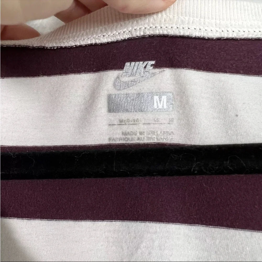 Nike Womens Striped Long Sleeve‎ Tee Maroon White Sz M
